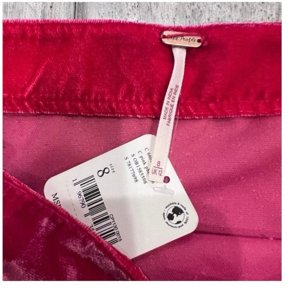 Free People NWT Hot Pink Fuchsia Velvet Mini Skirt Birthday Girl Y2K Barbiecore - Picture 12 of 12
